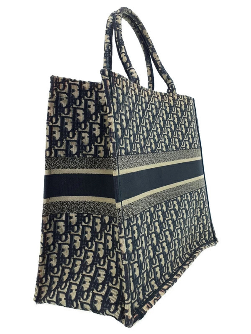 Dior Tote Bag Oblique Embroidery Book Christian Blue